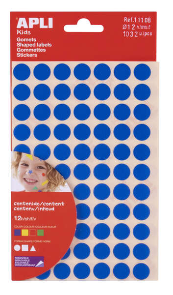 Apli Bolsa De 1.032 Gomets Formas Geometricas - Adhesivo Permanente - Libres De Disolventes - Ideales Para Escuelas Infantiles - Papeles Ecf - Colores, Formas Y Tamaños Surtidos