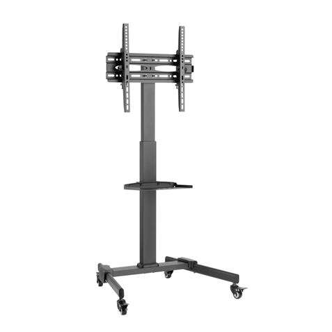 Cromad Soporte De Suelo Con Ruedas Para Tv 32"-55" - Bloqueo De Ruedas - Ajustable En Altura - Bandeja Multiusos - Peso Max 35Kg - Vesa 400X400Mm