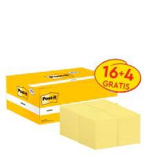 Post-It Bloc Notas Adhesivas 653 100H 38X51 (No Encelofanados) Canary Yellow Paquete 16 Ud + 4 Ud Gratis