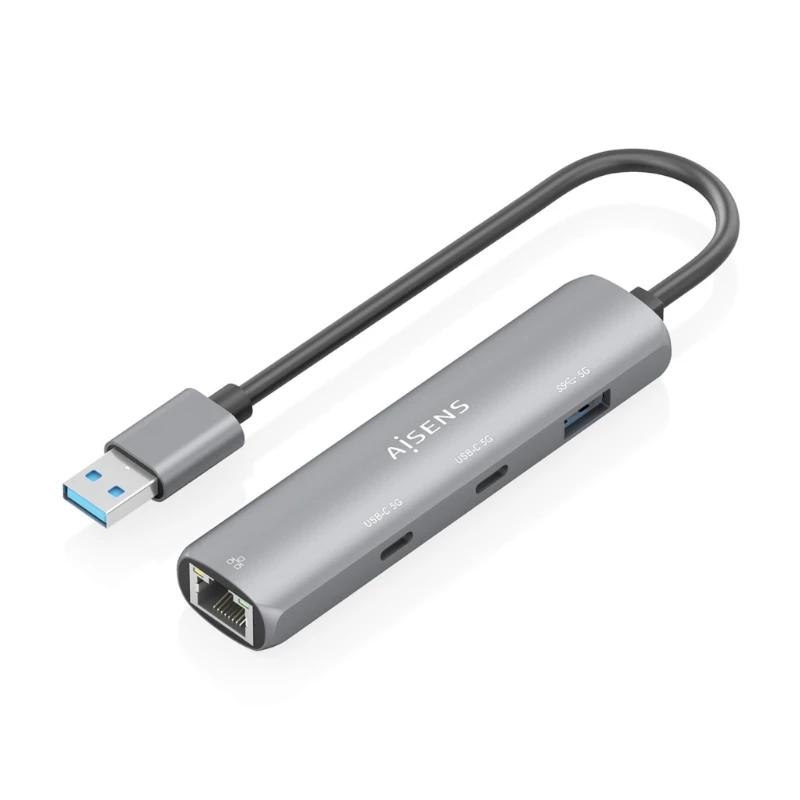 Aisens Usb-A 3.0 Dock A Rj45 Hub 2Xusb-C 1Xusb-A