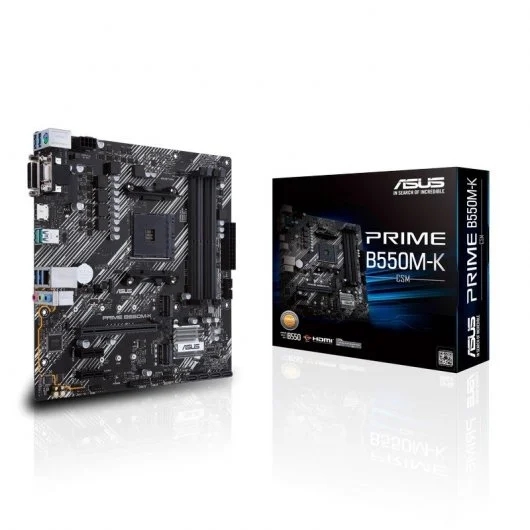 Asus Prime B550M-K Placa Base Amd Dual M.2, Pcie 4.0, 1 Gb Ethernet, Hdmi, D-Sub, Dvi, Sata 6 Gbps, Usb-A 3.2 Gen 2