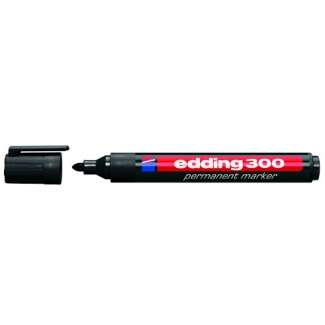 Edding 300 Rotulador Permanente - Punta Redonda - Trazo Entre 1.5 Y 3 Mm. - Tinta Casi Inodora - Capuchon Con Clip - Secado Rapido - Color Negro