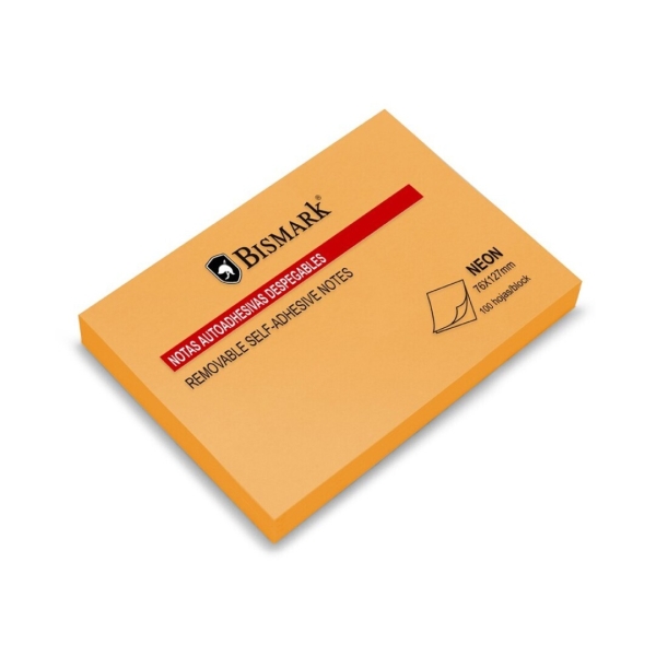 Bismark Bloc De 100 Notas Adhesivas 76X127Mm - Color Naranja Neon
