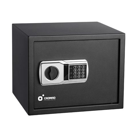 Cromad Caja Fuerte Electronica - Alto Nivel De Seguridad - De 3 A 8 Digitos - Bisagras Ocultas - Incluye Llave De Emergencia - 300X380X300Mm