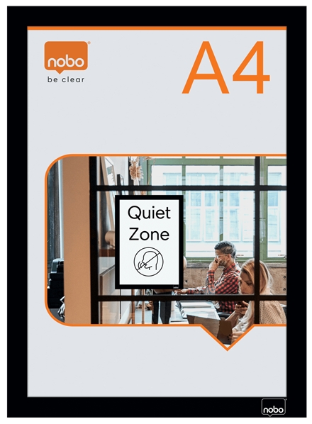 Nobo Pack De 2 Marcos Autoadhesivos Magneticos En Formato A4 - Colocacion En Vertical U Horizontal - Marco De Color Negro