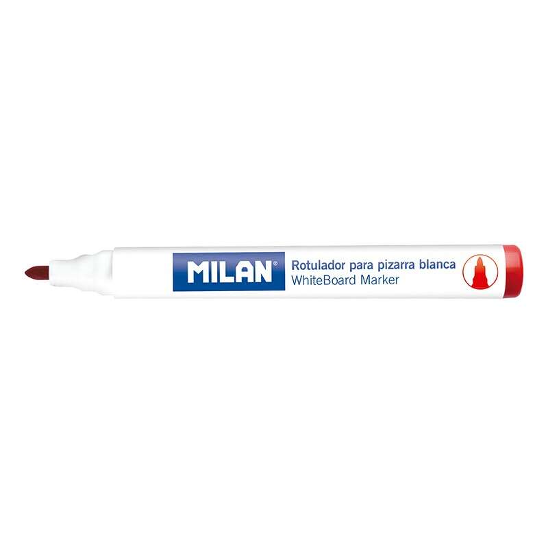 Milan Rotuladores Para Pizarra Blanca Con Punta Redonda - Punta 4.7 Mm - Tinta A Base De Alcohol - Borrable En Seco - Color Rojo