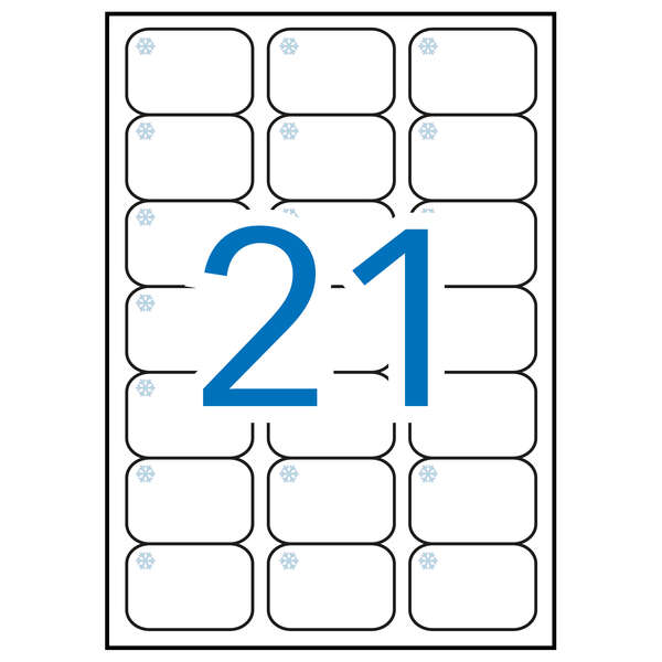 Apli Pack De 210 Etiquetas Especiales Para Congelar 63.5X38.1Mm - 10 Hojas Por 21 Etiquetas - Adhesivo Removible - Cantos Romos - Color Blanco