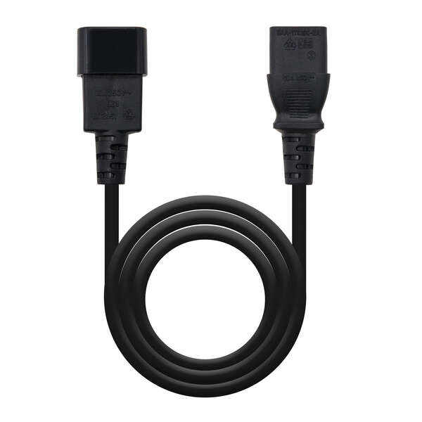 Nanocable Cable De Alimentacion Cpu C13 Hembra A C14 Macho 1.50M - Color Negro