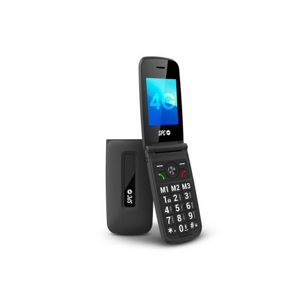Spc Titan 2 Telefono Movil 4G Para Mayores Con Tapa - Pantalla 2.4" Cristal Antirayaduras - Teclas Xl Con Voz - Timbre Extra Alto 104 Db - Boton Sos E Ice - Smart Help - Resistencia Ip44 - Una Semana De Bateria - Color Negro