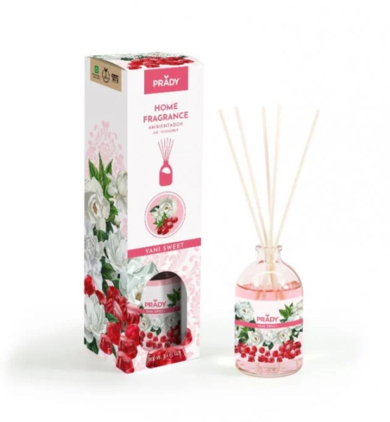 Prady Ambientador Mikado Yani Sweet - Frasco De Cristal 100 Ml Y Varitas Difusoras
