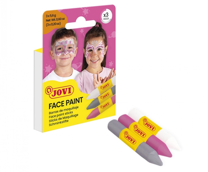 Jovi Face Paint Fantasy Pack De 3 Barras De Maquillaje - Para Todo Tipo De Pieles - Se Limpia Facilmente - Colores Blanco, Rosa Y Gris