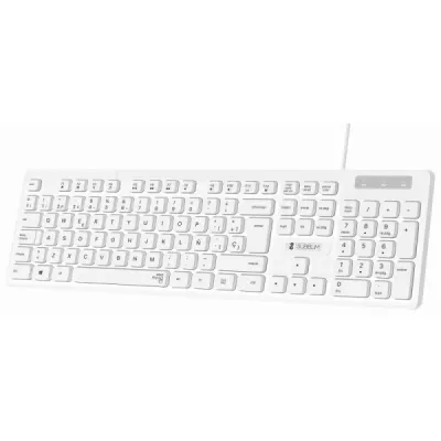 Subblim Teclado Business Slim Silencioso - 430 X 132 X 23 Mm - Teclas Planas - Resistente A Salpicaduras - Diseño Delgado Y Completo - Conector Usb Plug&Play - Color Blanco