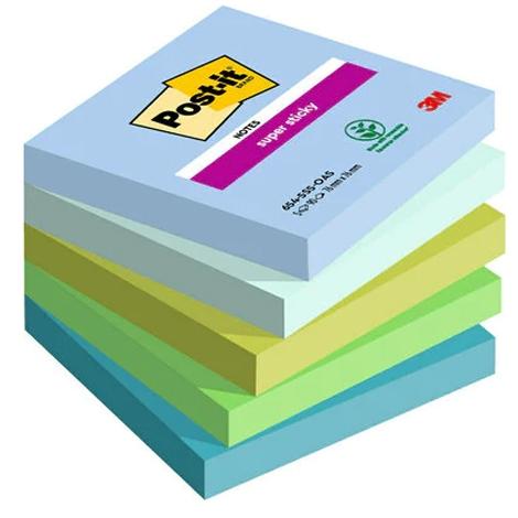 Post-It Blocs Notas Super Sticky 90 Hojas Colores Lugares Osasis 76X76 5 Blocs