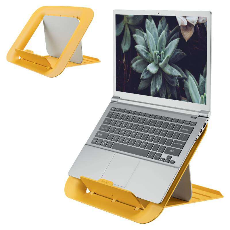 Leitz Ergo Cosy Soporte Ajustable Para Portatil De 13 "A 17" - Diseño Ergonomico - Altura Ajustable A 4 Alturas - Color Amarillo Calido