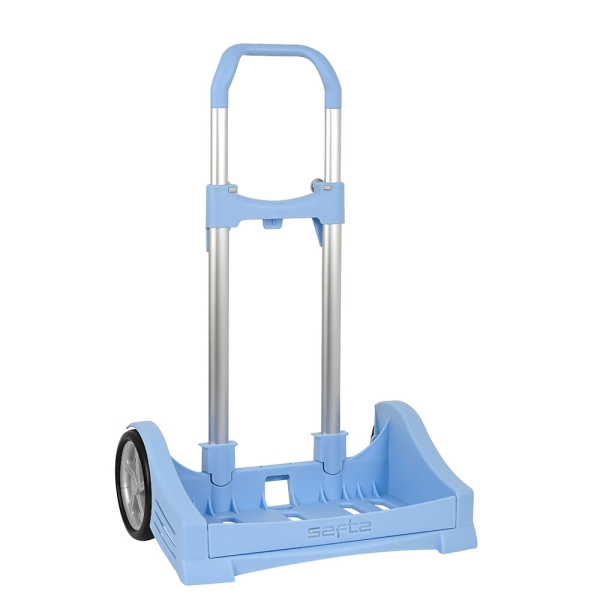 Safta Evolution Carro Portamochilas- Sujecion Universal - Ruedas De 14Cm Antivibracion - Aluminio/Pp - 40X85X28Cm - Color Azul Claro