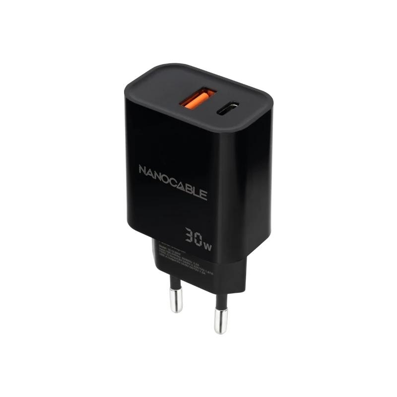 Nanocable Cargador Usb-C/Pd+Usb-A/Qc 30W Negro