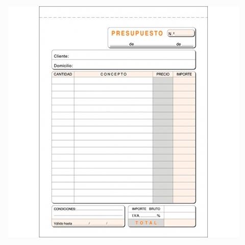 Loan Talonario Presupuesto Cuarto Natural Duplicado Autocopia