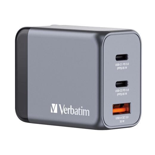Verbatim Gnc-65 Cargador Pared Gan 65W Usb-A 3.0 Y 2Xusb-C 3.0