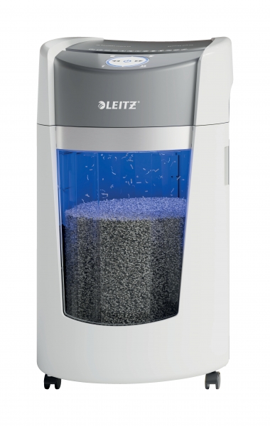 Leitz Iq Optimax Office Destructora De Papel Manual Din P5 - Destruye Hasta 10 Hojas - Tiempo De Funcionamiento Continuo 120M - Papelera De 35L Con Tecnologia De Giro - Color Blanco/Gris