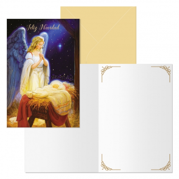 Dohe Angel Pack De 6 Tarjetas De Felicitacion Navideña Con Sobre - Tamaño Cerrada 11.5X17Cm, Abierta 23X17Cm - Papel Offset - Impresas A Todo Color