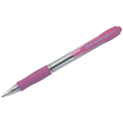 Pilot Supergrip Boligrafo De Bola Retractil - Punta 1.0Mm - Trazo 0.27Mm - Tinta De Aceite - Grip Ergonomico - Color Rosa