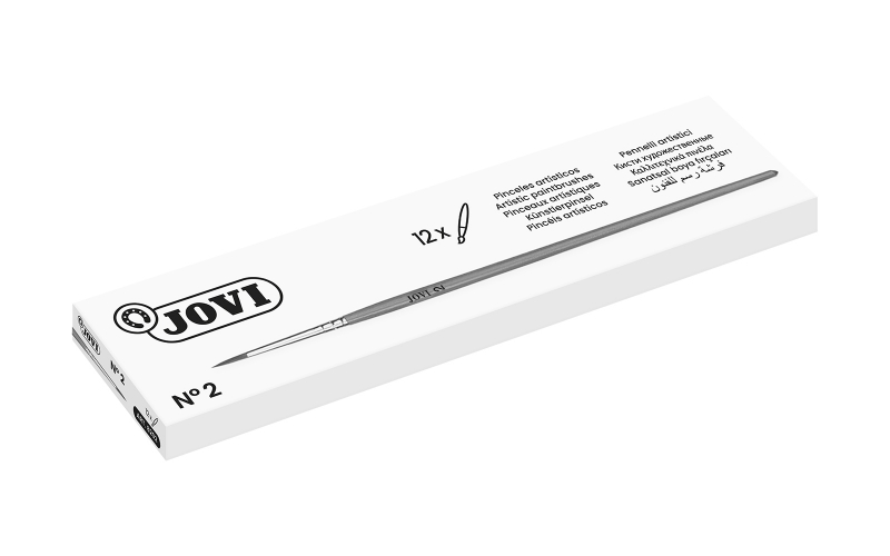 Jovi Pinceles Artisticos Pelo Poney Nº 2 - Pelo Natural - Mango De Madera - Calibre 00 Al 12 - Punta Redonda - Pelo Suave - Color Varios