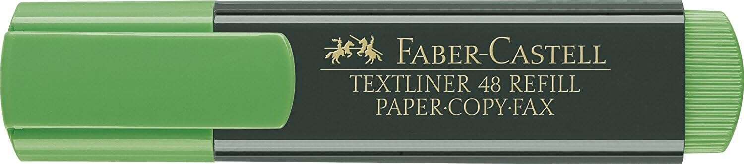 Faber-Castell Rotulador Marcador Fluorescente Textliner 48 - Punta Biselada - Trazo Entre 1.2Mm Y 5Mm - Tinta Con Base De Agua - Color Verde