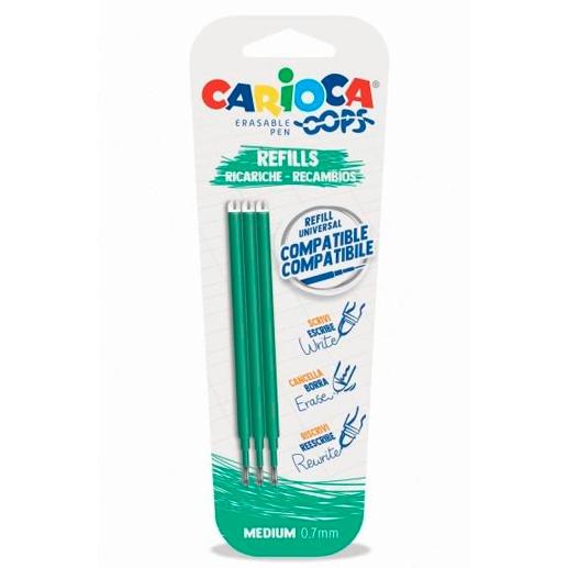 Carioca Recambio Bolígrafo Oops Borrable Verde - Blister De 3