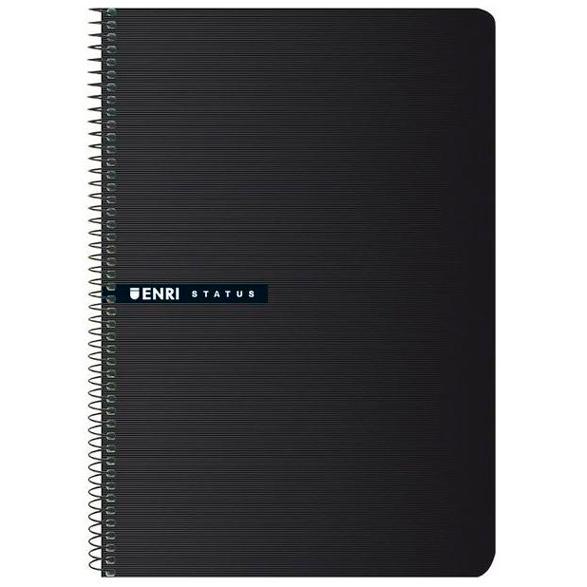 Enri Cuaderno Espiral Tapa Dura 100H Folio 70Gr Cuadrícula 4X4 Negro