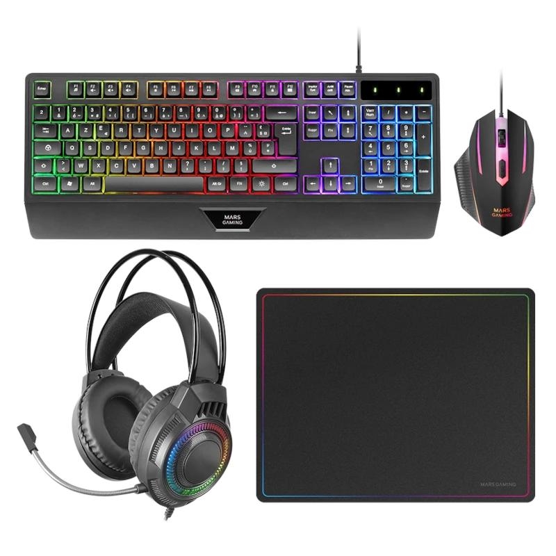 Mars Gaming Teclado+Raton+Alfombrilla+Auricular
