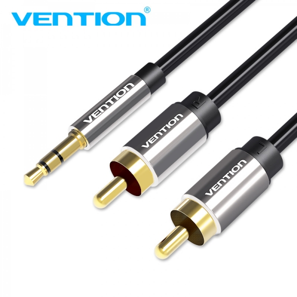Vention Cable Estereo Jack 3.5 Macho A 2X Rca Macho - 1M - Color Negro