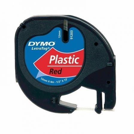Dymo Cinta 91203, Negro Sobre Rojo, De 12Mmx4M, De Plástico. Rotuladora Letratag