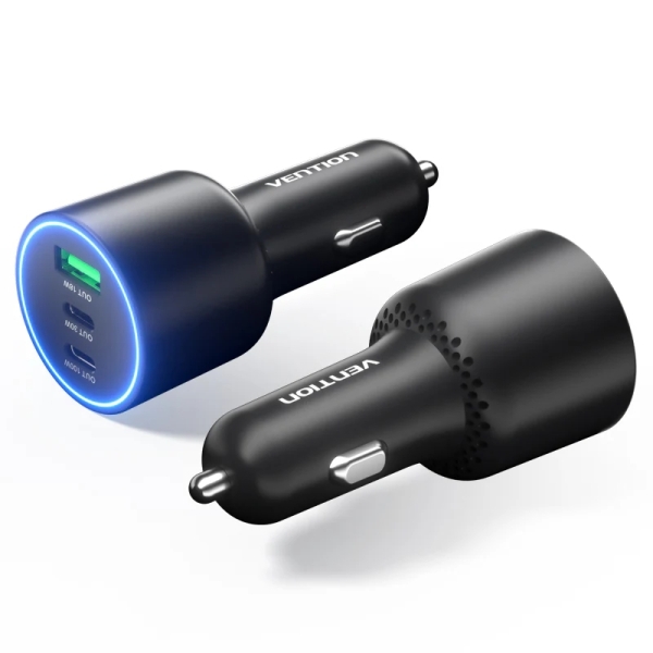 Vention Cargador De Coche Para Smartphone - 100W - 2Xusb-C - Usb-A - Power Delivery 3.0 - Qualcomm 3.0 - Color Negro