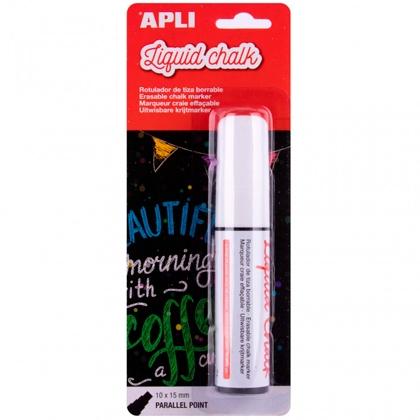 Apli Marcador De Tiza Líquida Punta Paralela 10X15Mm Blanco Blíster 1 Ud