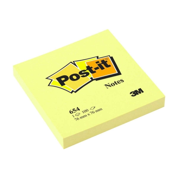 Post-It Bloc De 100 Notas Adhesivas Removibles Canary Yellow 76X76Mm - Papel Con Certificacion Pefc - 7100103157 - Color Amarillo Claro