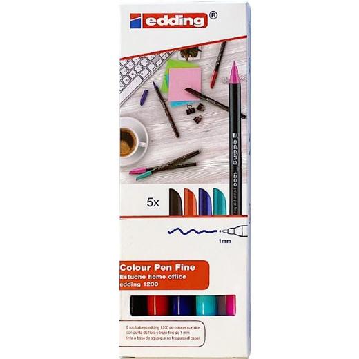 Edding Rotulador 1200 Home Office Punta Fina C/Surtidos Estuche 5 Ud