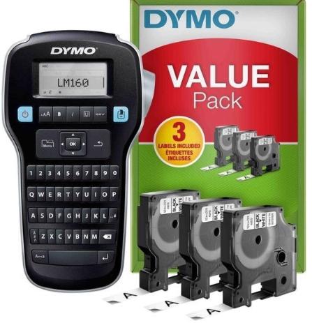 Dymo Etiquetadora - Rotuladora Electrónica Lm160 + 3 Cintas D1 De 12Mm Negro Sobre Blanco (45013) (Value Pack)