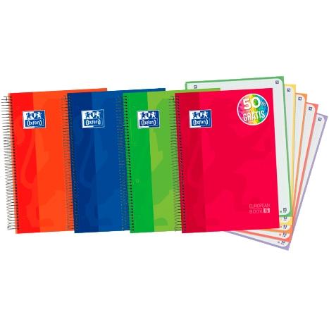 Oxford Cuaderno Classic Europeanbook 5 Write&Erase 120H  A4+ 5X5 Microperforado T/Extradura C/Surtidos Vivos