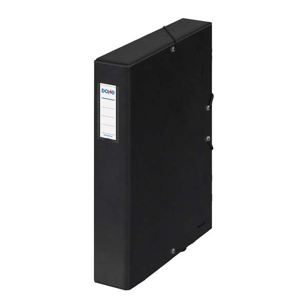 Dohe Caja Para Proyectos Lomo 5Cm - Carton Forrado Con Papel Impreso Y Plastificado - Cierre Con Gomas - Color Negro