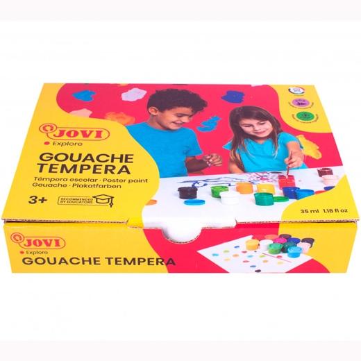 Jovi  Estuche 12 Botes 35Ml Témpera Gouache + Pincel C/Surtidos