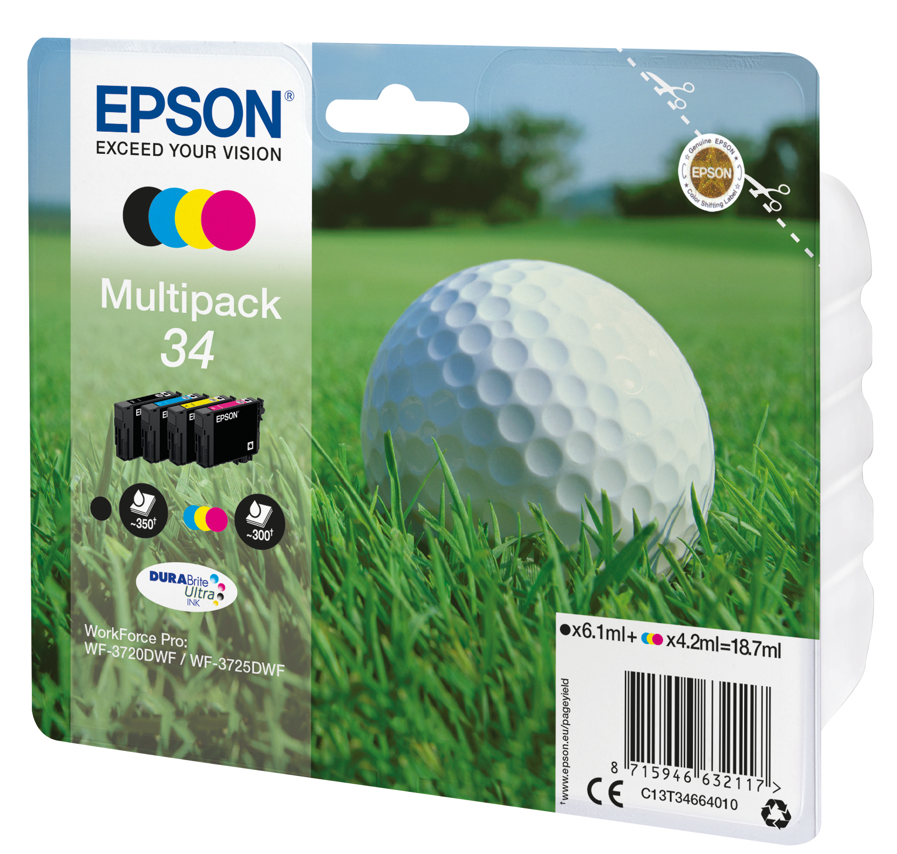 Epson T3466 Pack de 4 Cartuchos de Tinta Originales - C13T34664010