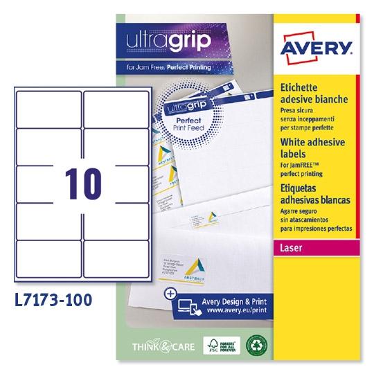 Avery Etiquetas Adhesivas Para Envíos 99,1X57Mm Inkjet/Láser 10 X 100H 100% Reciclado Blanco