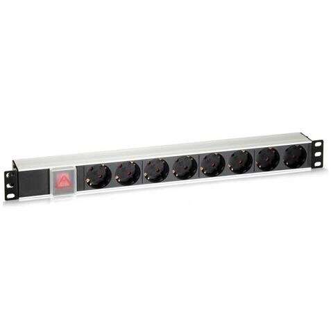 Cromad Regleta 8 Shuckos Para Montaje En Rack 19" 1U - Interruptor On/Off - Carcasa De Aluminio - Cable De 1.80M