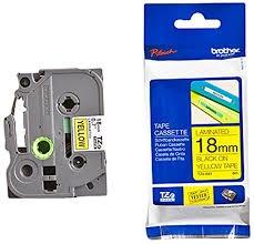 Brother Cinta Rotuladora Laminada Texto Negro Sobre Amarillo - 18Mmx8M