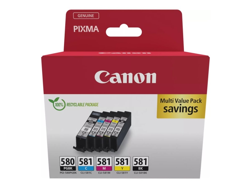 Canon Pgi580/Cli581 Pack De 5 Cartuchos De Tinta Originales - 2078C007