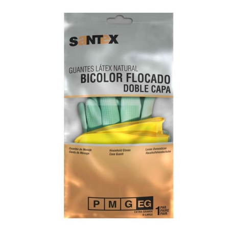 Santex Guantes De Latex Talla L - Doble Capa - Interior Algodon Flocado - Palma Y Dedos Texturizados - Conforme (Ue) 2016/425 - Color Verde/Amarillo