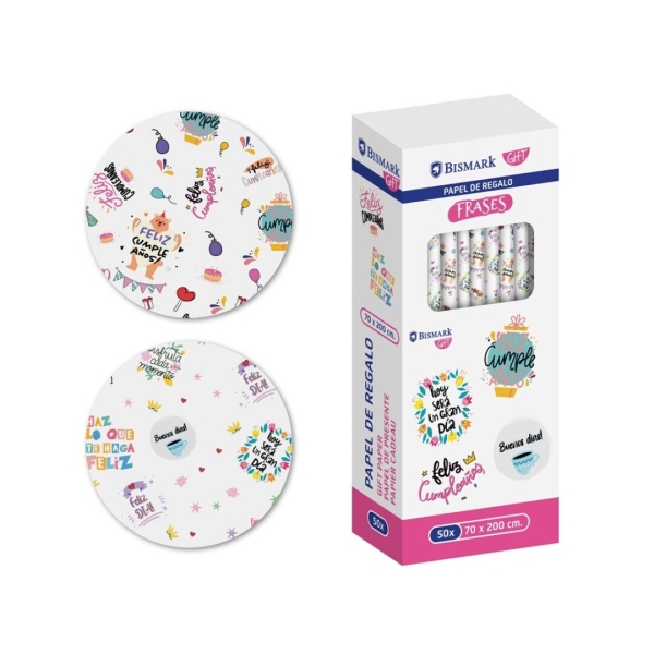 Bismark Frases Rollo De Papel Regalo - Medidas 70Cmx200Cm - 2 Diseños Diferentes