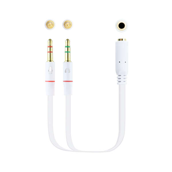 Nanocable Cable Adaptador Audio Jack 3.5Mm Hembra 4 Pines A 2X Jack 3.5Mm Macho 3 Pines 0.20M - Color Blanco