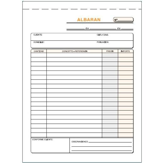 Loan Talonario Albaranes Cuarto Natural Duplicado Autocopia