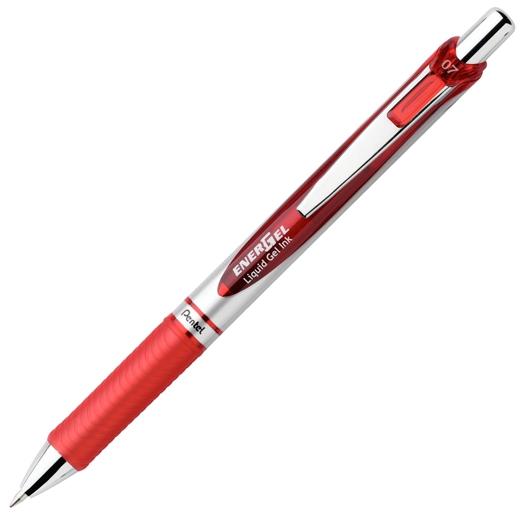 Pentel Bolígrafo Energel Retráctil Punta 0.7Mm Rojo -12U-